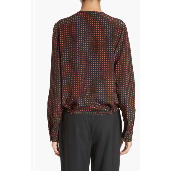 Diane‎ Von Furstenberg Dot Print Silk Drape Front Blouse Size 10 - Picture 2 of 12